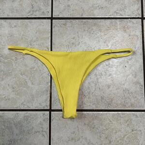San Lorenzo Yellow Ribbed Cheeky Thong Bikini Women's XL